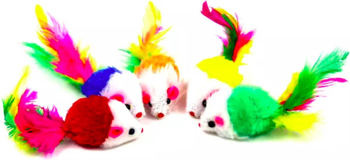 Kittynip Speelmuizen Set (10 Stuks) - Kattenspeeltjes Met Veren - Speelmuizen Met Veer - Kattenmuisjes - Kattenspeelgoed - Speelgoed Voor Katten - Katten Muisjes