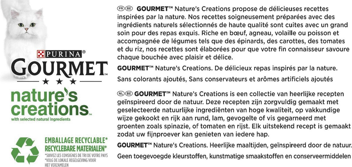  Gourmet Nature's Creations - Kattenvoer Natvoer - Zeevis - 48 X 85 Gr
