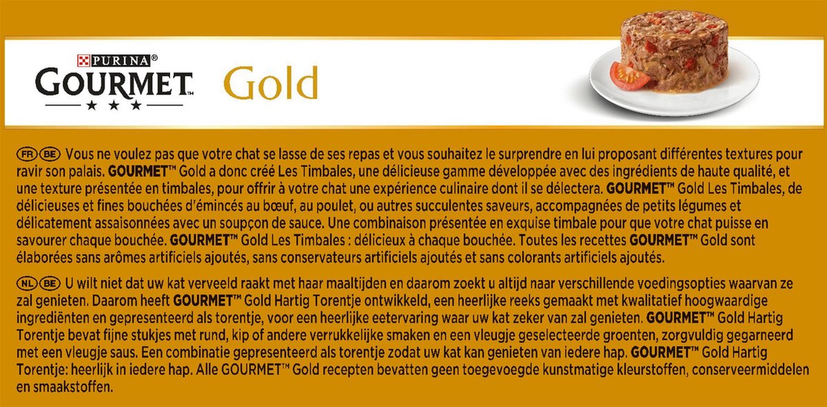  Gourmet Gold Hartig Torentje - Kattenvoer Natvoer - Vlees Met Groente Mix - 48 X 85 G