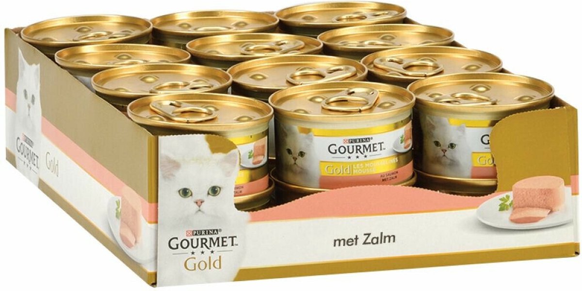  Gourmet Gold Mousse - Kattenvoer Natvoer - Zalm - 24 X 85 Gr