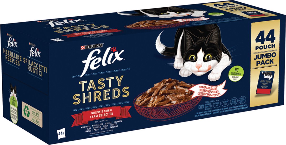  Felix Heerlijke Reepjes Farm Selectie - Katten Natvoer - 44 X 80g