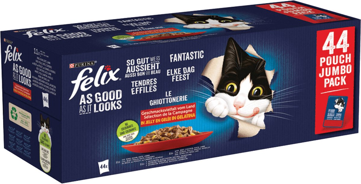  Felix Elke Dag Feest Farm Selectie In Gelei - Katten Natvoer - 44 X 85g