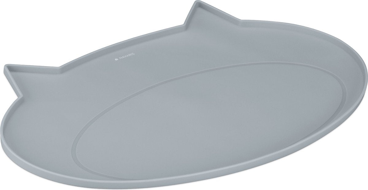  Navaris Siliconen Voederbakmat Voor Katten - Waterdichte Anti-slip Mat Voor Voerbak En Waterbak - 50x32 Cm - In Grijs Kattendesign