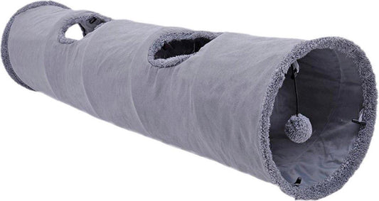  Fuzly Kattentunnel - Speeltunnel - Antraciet - Extra Stevig - Suede - 130cm X 30cm - Large