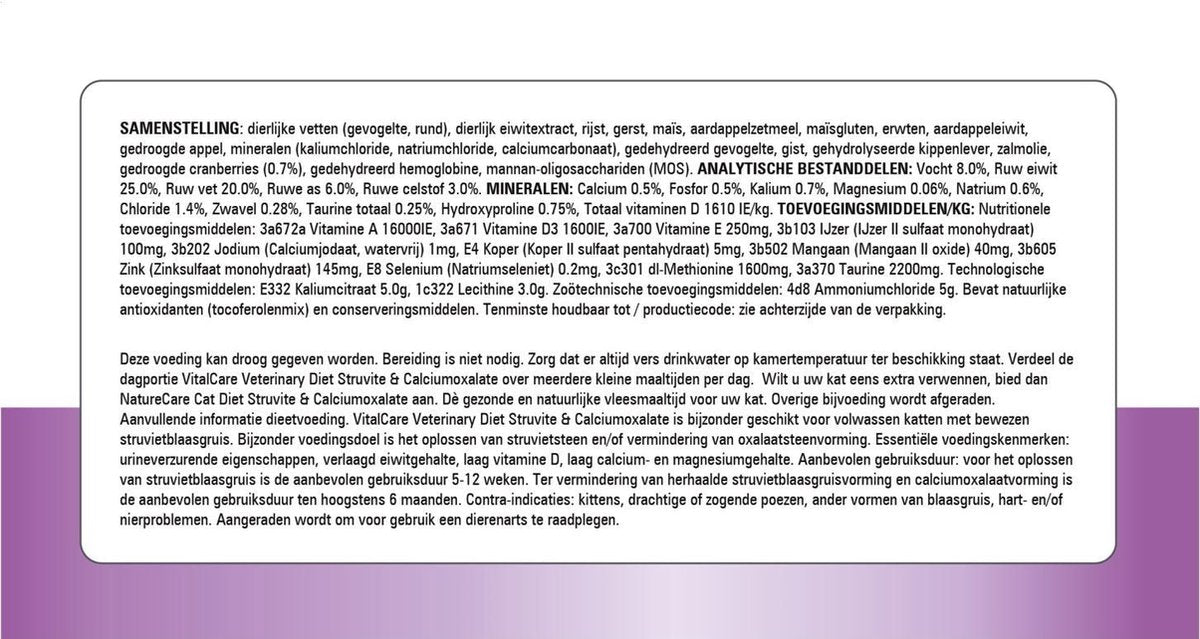  Prins VitalCare Dieetvoeding Struvite &amp; Calciumoxalaat 5 Kg - Kat