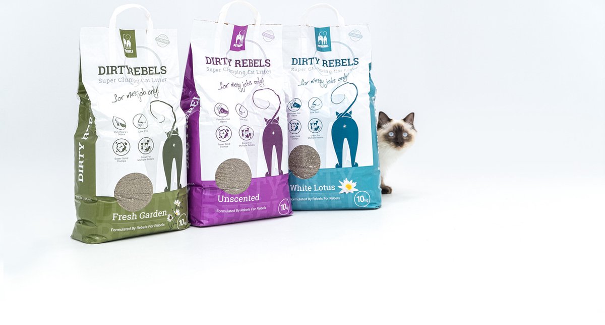  Dirty Rebels Kattenbakvulling - 10 L - Geurloos / Zonder Geur - Sterk Klontvormend - Stofvrij - 100% Natuurlijk - Premium Kwaliteit Van Petrebels