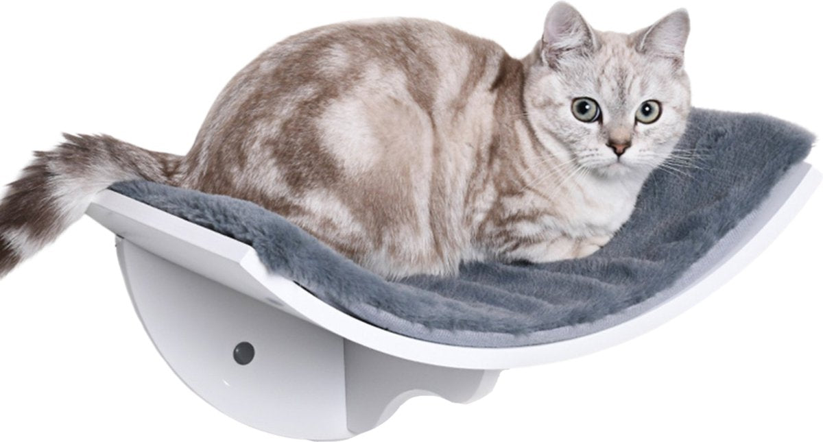 Merkloos Paws And Claws - Cat Shelf – Hangmat Kat – Kattenplank - Kattenbed - Wasbaar – Wandmontage – MDF - Wit