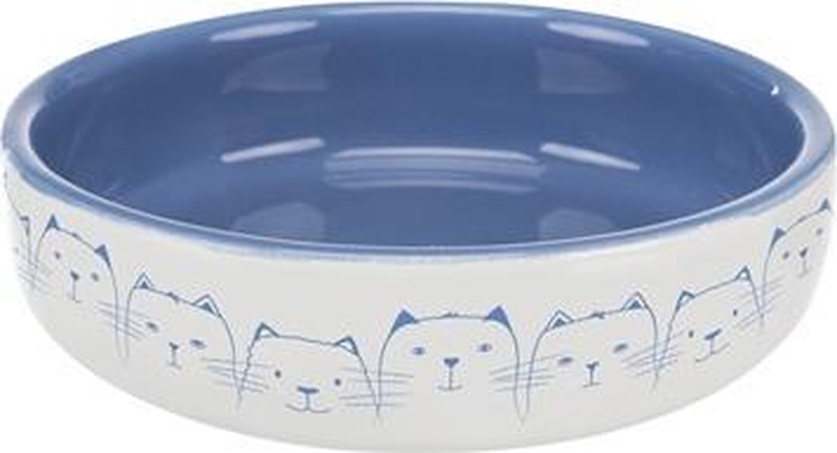  Trixie Voerbak / Drinkbak Kat Platte Neus Lichtblauw / Wit (300 ML 15 CM)