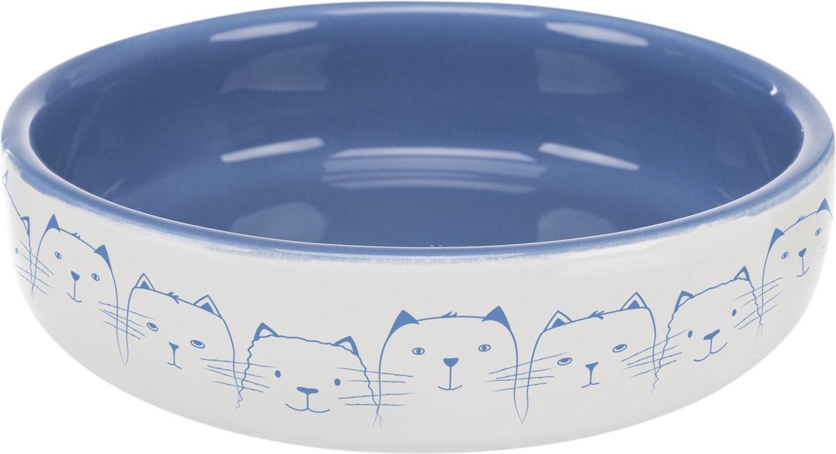  Trixie Voerbak / Drinkbak Kat Platte Neus Lichtblauw / Wit (300 ML 15 CM)