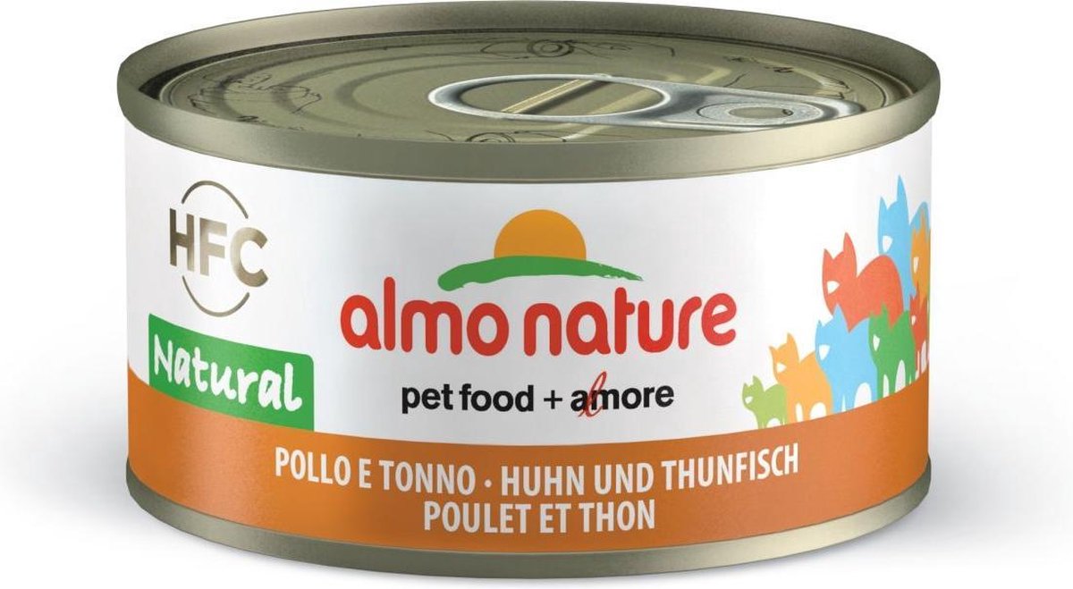  Almo Nature Natvoer Voor Katten - HFC Natural - 24 X 70g - Kip En Tonijn - 24 X 70 Gram