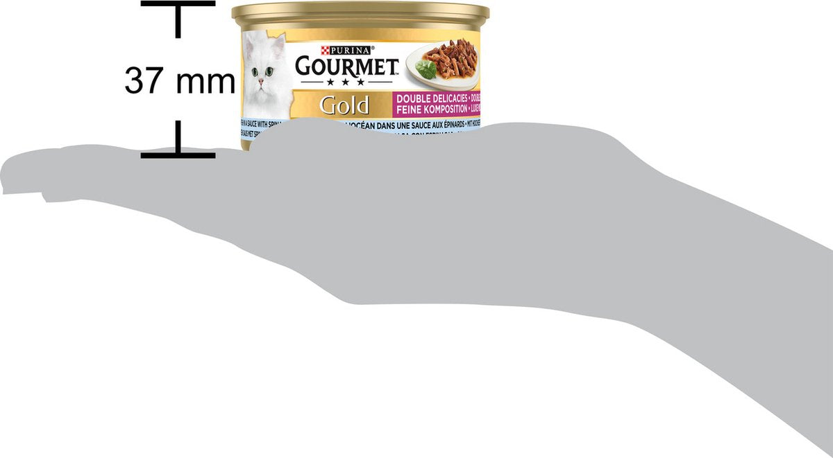  Gourmet Gold Luxe Mix - Kattenvoer Natvoer - Zeevis &amp; Spinazie - 24 X 85 Gr
