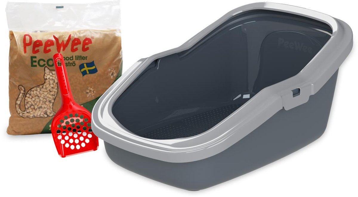  Peewee - Kattenbak EcoMinor Grijs Startpakket - 56 X 39 X 27.5cm