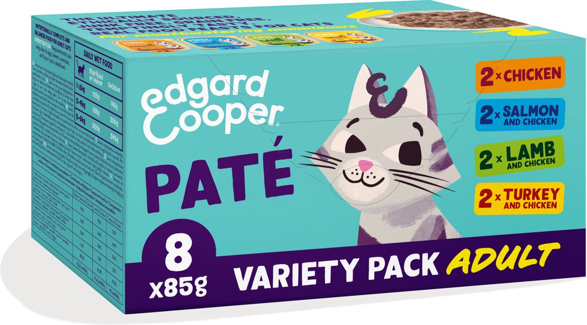  Edgard &amp; Cooper Kattenvoer Adult Multipack Pate 8 X 85 Gr