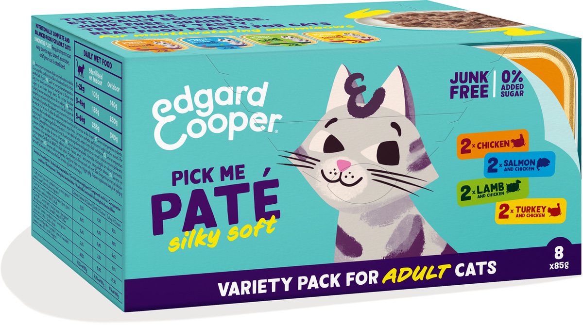  Edgard &amp; Cooper Kattenvoer Adult Multipack Pate 8 X 85 Gr
