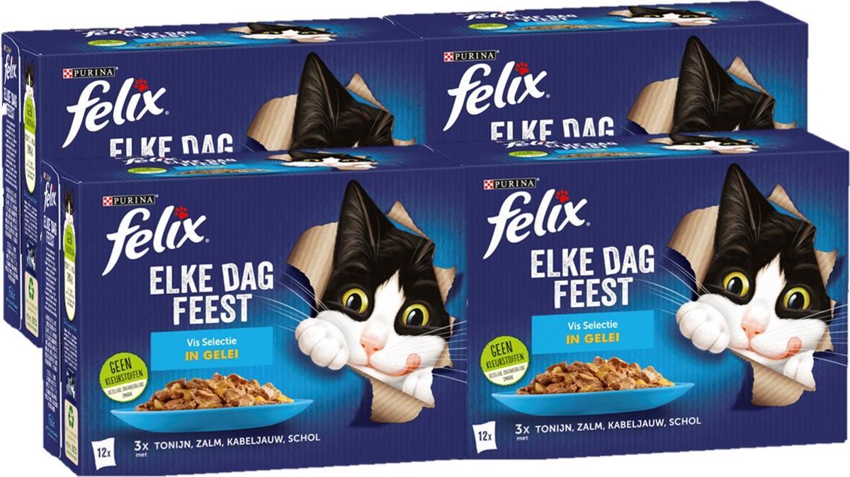  Felix Elke Dag Feest Vis Selectie In Gelei - Katten Natvoer - 4x12x85 Gr