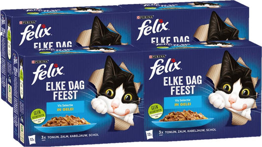  Felix Elke Dag Feest Vis Selectie In Gelei - Katten Natvoer - 4x12x85 Gr