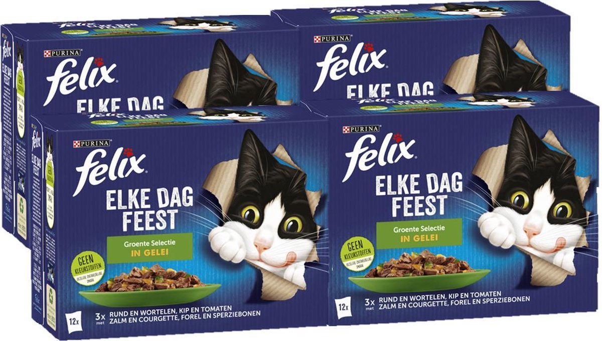  Felix Elke Dag Feest Groente Selectie In Gelei - Katten Natvoer - 48 X 85g