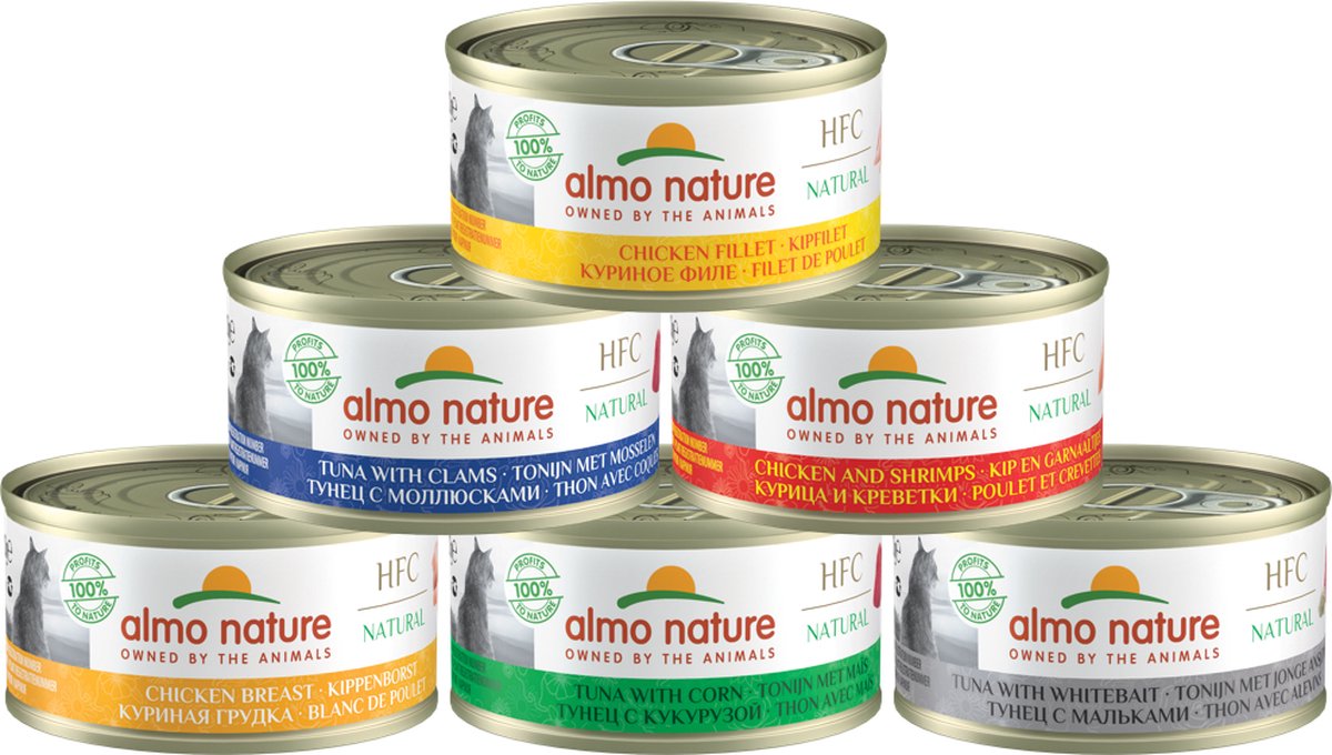  Almo Nature Natvoer Voor Katten - HFC Natural - 24 X 70g - Kippenborst - 24 X 70 Gram