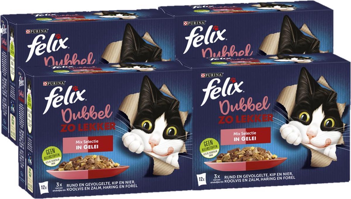  Felix Dubbel Zo Lekker Mix Selectie In Gelei - Katten Natvoer - 48 X 85g