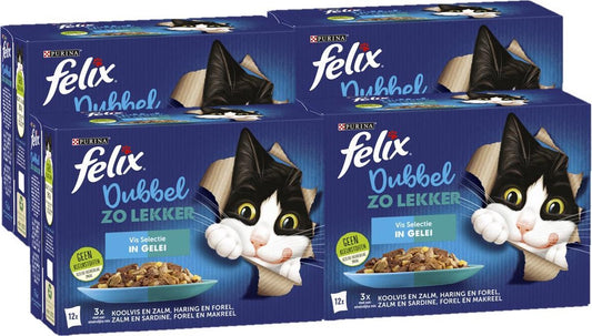  Felix Dubbel Zo Lekker Vis Selectie In Gelei - Katten Natvoer - 48 X 85g
