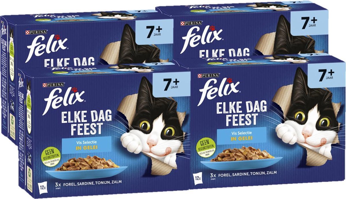  Felix Elke Dag Feest Vis 7+ Senior - Katten Natvoer - 48 X 85g