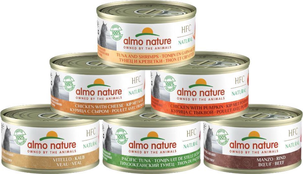  Almo Nature Natvoer Voor Katten - HFC Natural - 24 X 70g - Kip En Tonijn - 24 X 70 Gram