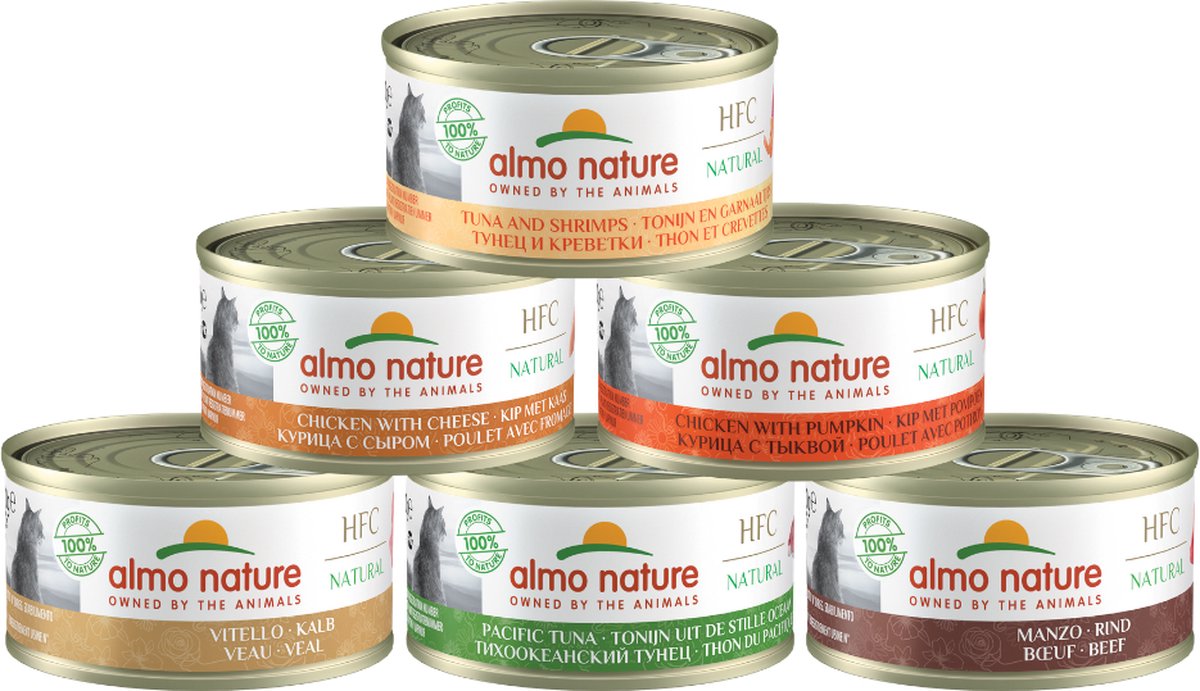  Almo Nature Natvoer Voor Katten - HFC Natural - 24 X 70g - Kippenborst - 24 X 70 Gram