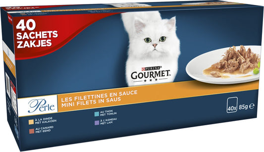 Purina One Purina Gourmet Perle - Mini Filets In Saus - Kalkoen Eend Tonijn &amp; Lam - 40x85g