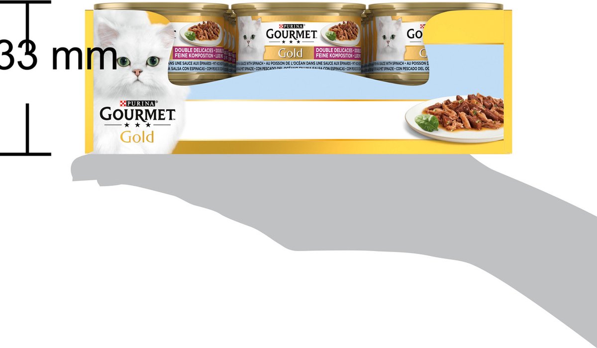  Gourmet Gold Luxe Mix - Kattenvoer Natvoer - Zeevis &amp; Spinazie - 24 X 85 Gr
