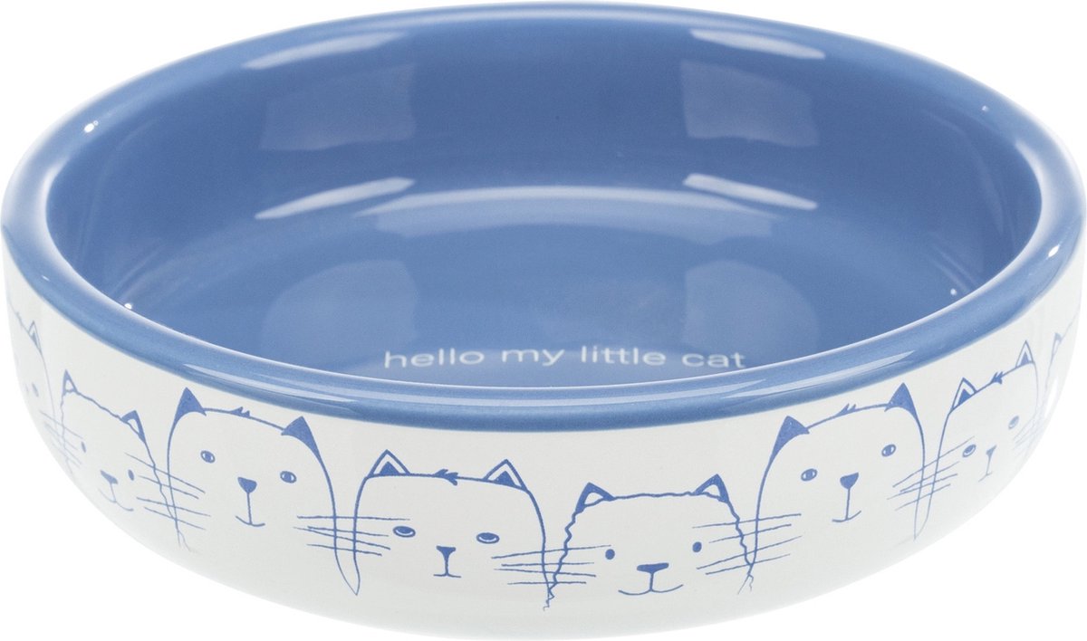  Trixie Voerbak / Drinkbak Kat Platte Neus Lichtblauw / Wit (300 ML 15 CM)