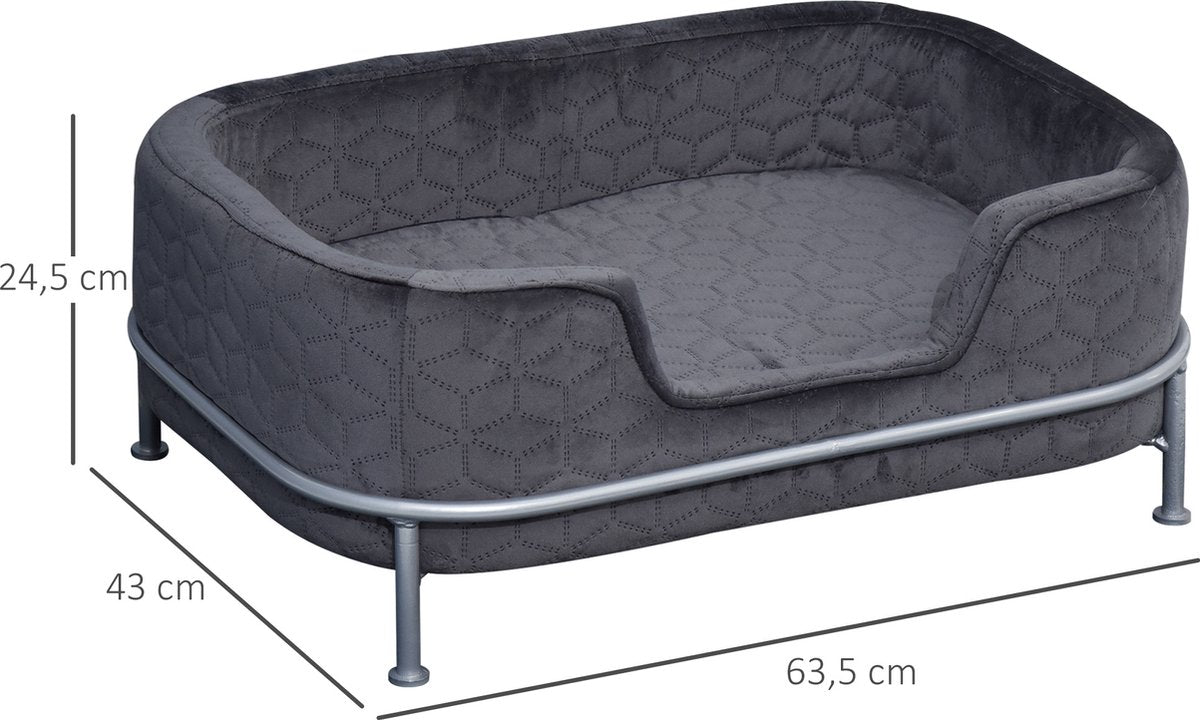  PawHut Hondenbank Met Rugleuning Huisdierenbank Met Metalen Poten Hondenbed Kattenbank D04-157