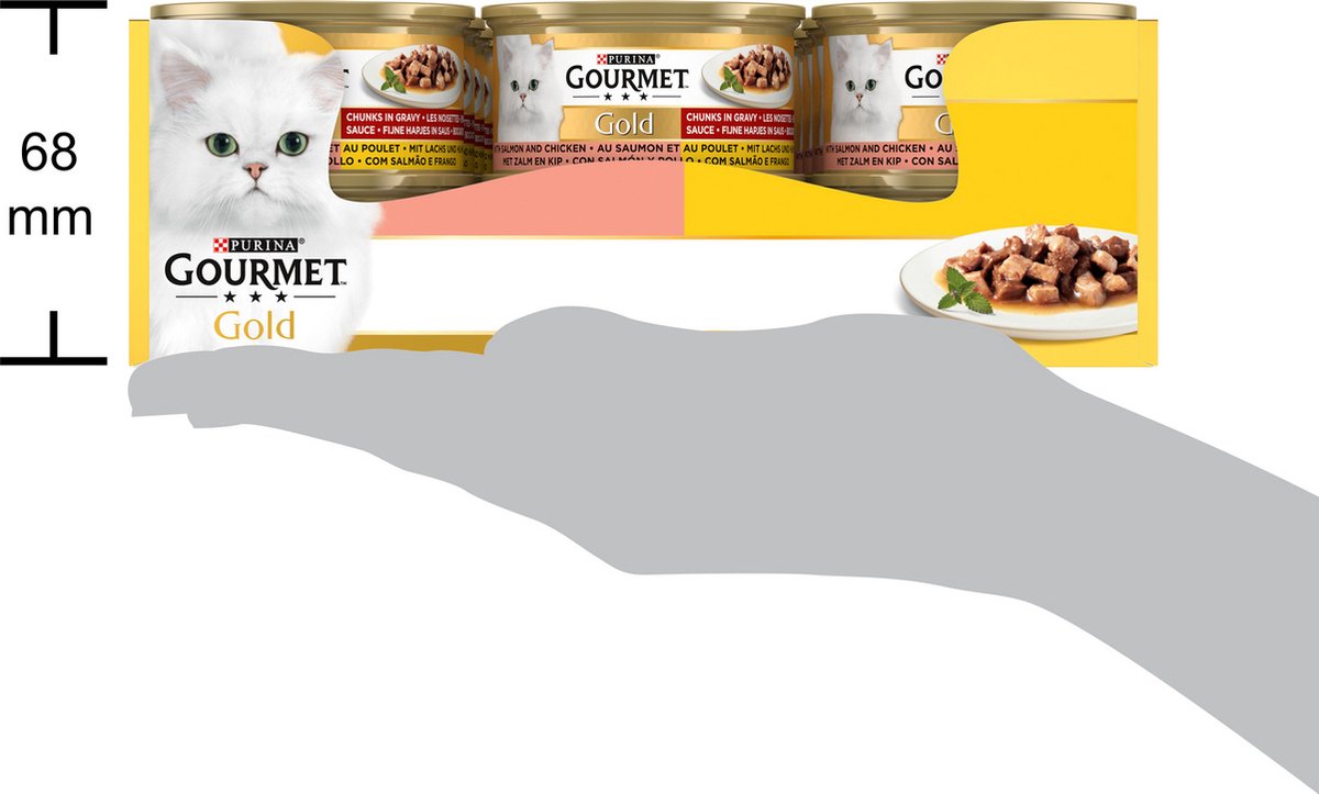  Gourmet Gold Fijne Hapjes - Kattenvoer Natvoer - Zalm &amp; Kip - 24 X 85 Gr