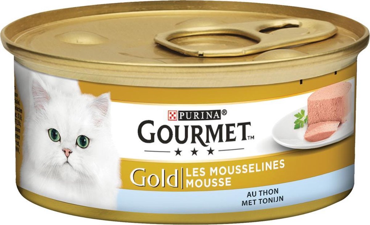  Gourmet Gold Mousse - Kattenvoer Natvoer - Met Tonijn, Lever, Kalkoen, Rund - 48 X 85 G