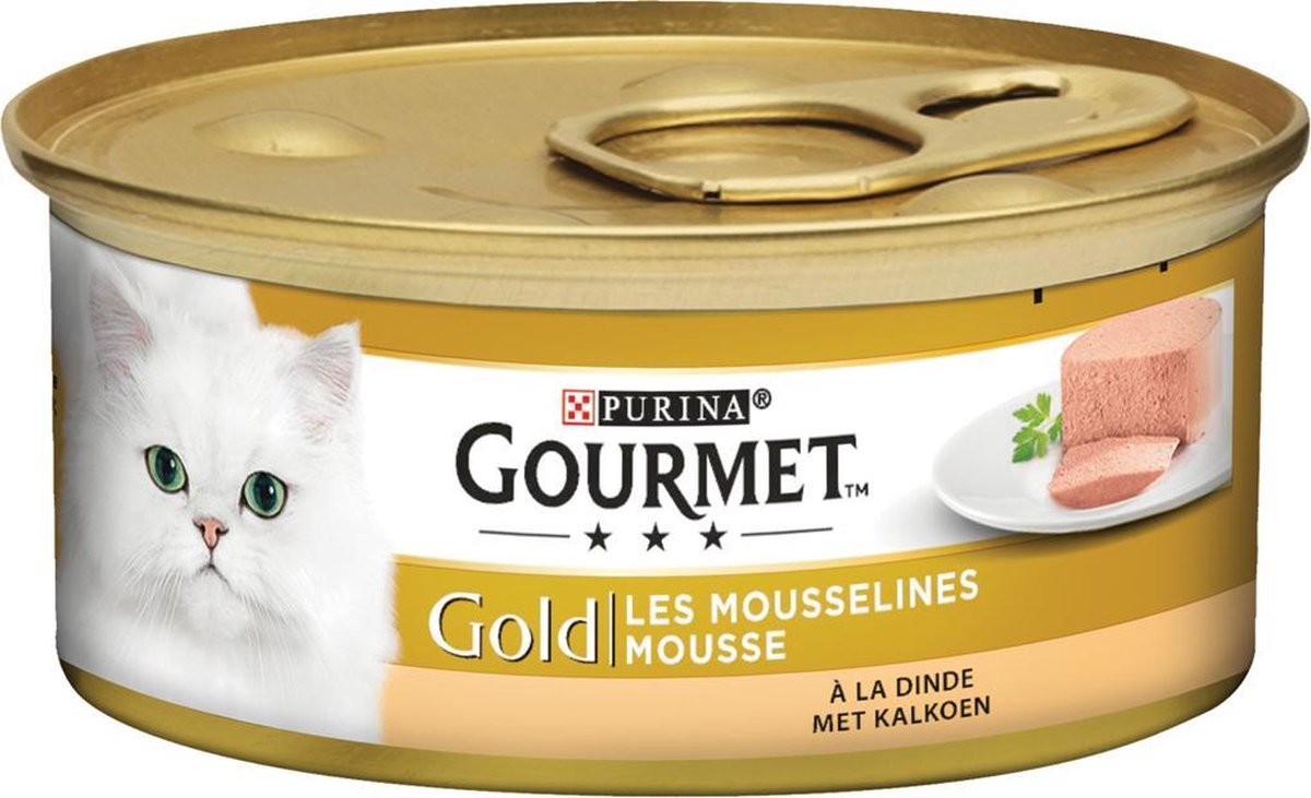  Gourmet Gold Mousse - Kattenvoer Natvoer - Met Tonijn, Lever, Kalkoen, Rund - 48 X 85 G
