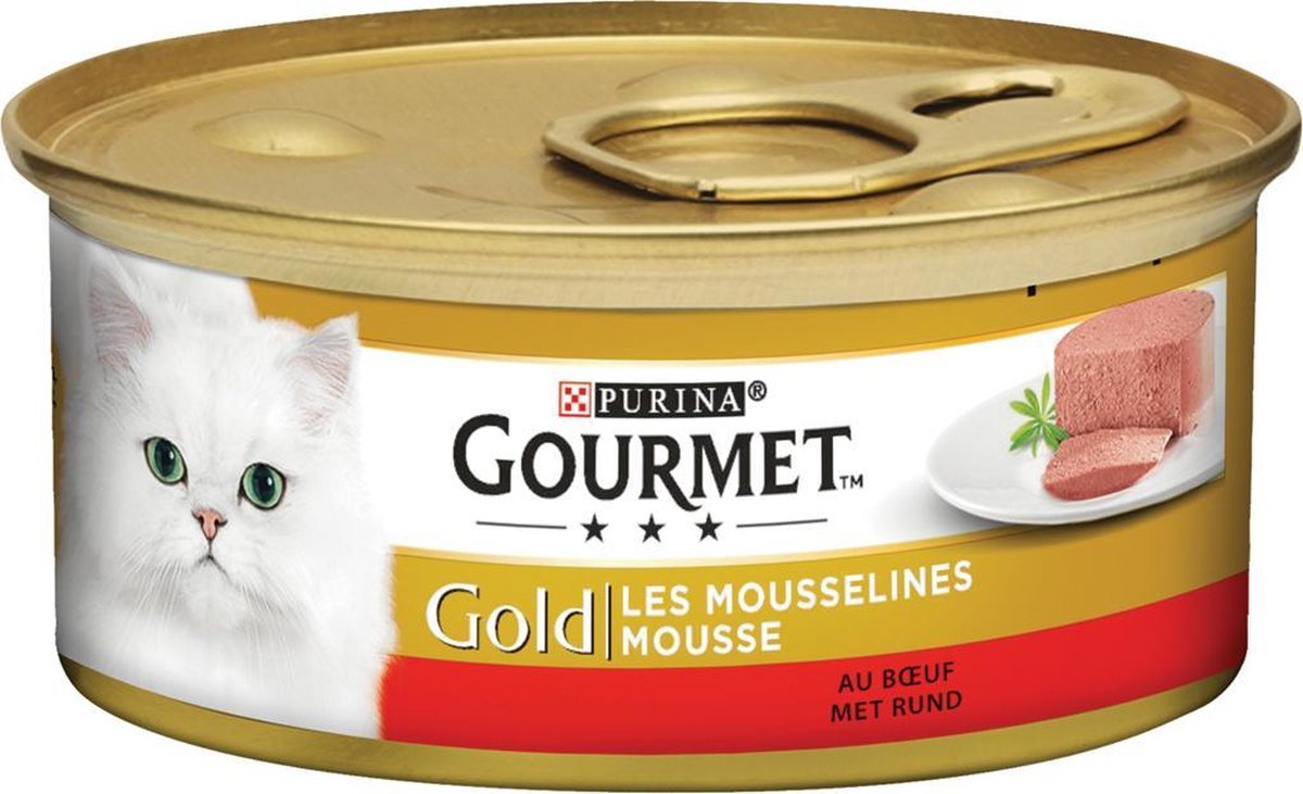  Gourmet Gold Mousse - Kattenvoer Natvoer - Met Tonijn, Lever, Kalkoen, Rund - 48 X 85 G