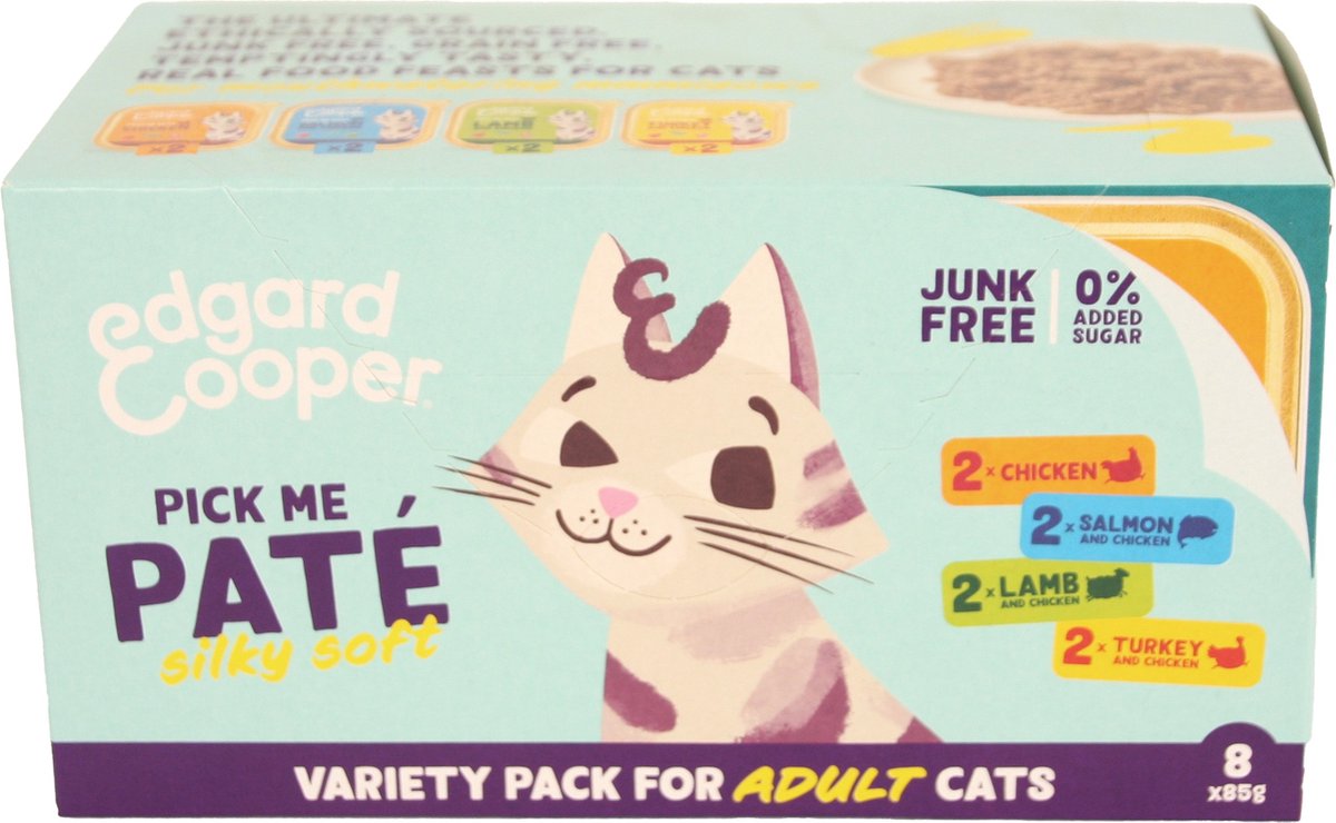  Edgard &amp; Cooper Kattenvoer Adult Multipack Pate 8 X 85 Gr