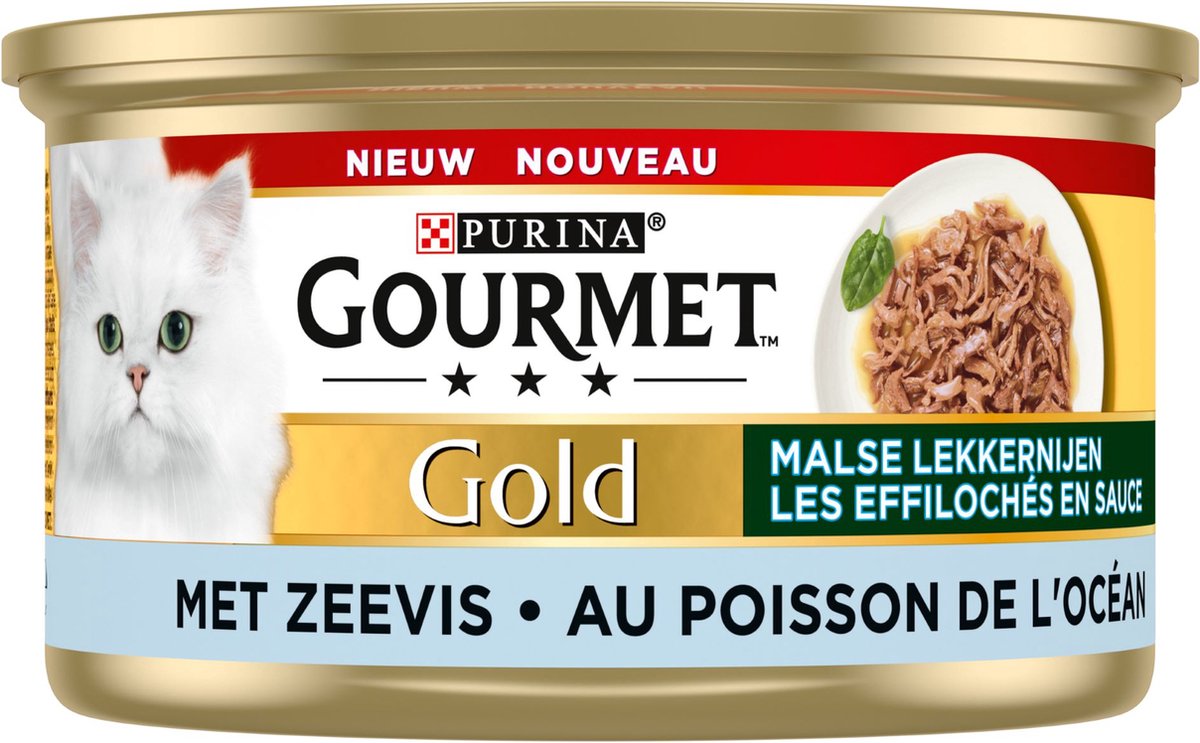  Gourmet Gold Malse Lekkernijen - Kattenvoer Natvoer – Met Zeevis – 24 X 85 Gr