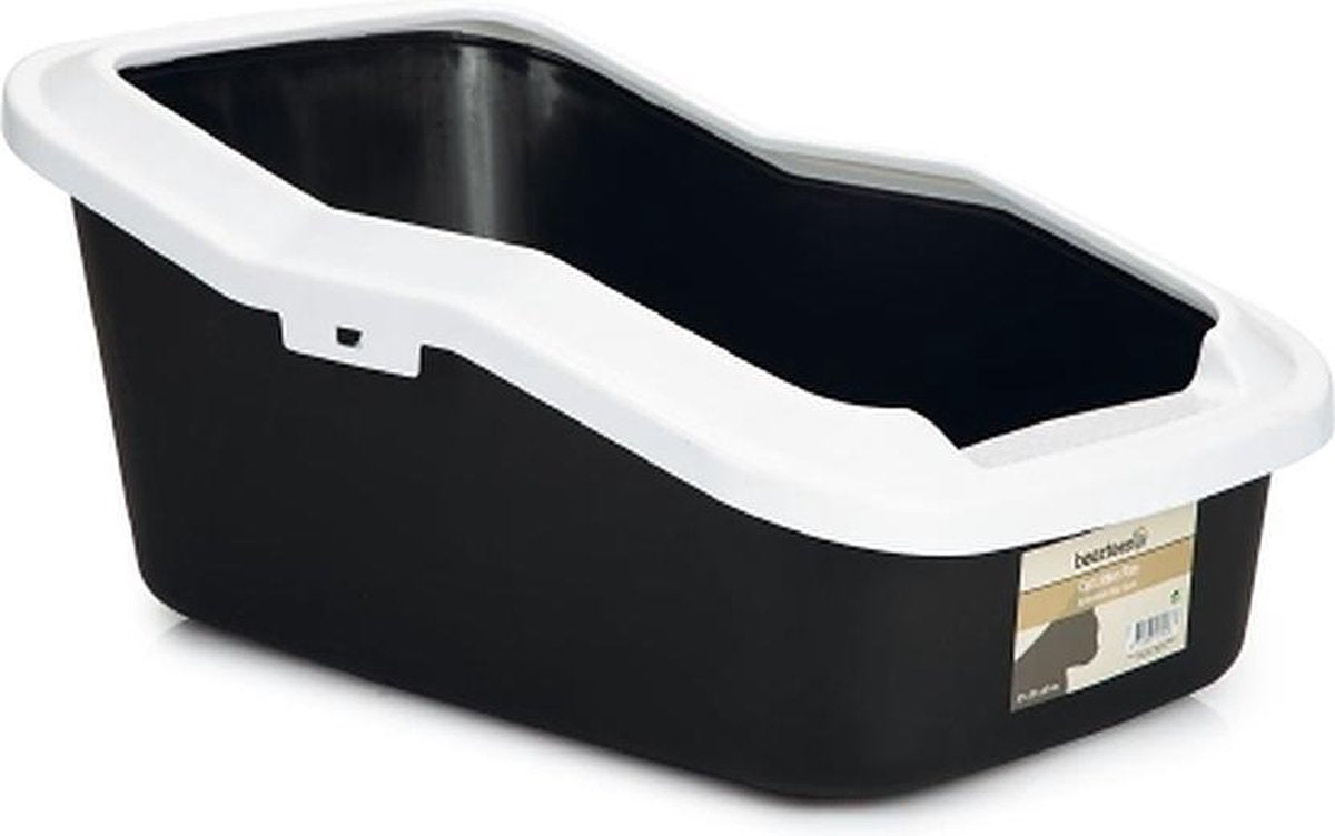  Beeztees Blitz Kattenbak Open Inclusief Rand. Zwart/Wit. 57 X 37 X 27
