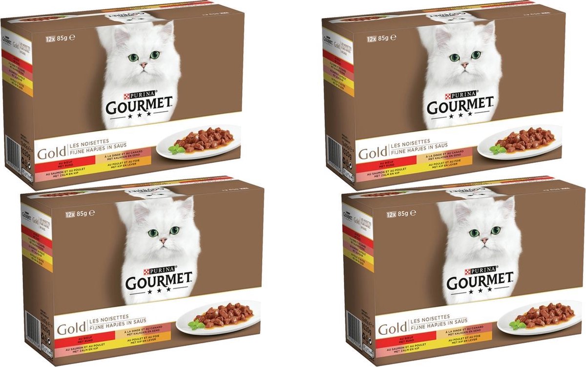  Gourmet Gold Multipack 12x85 G - Kattenvoer - 4 X Vleesmix&amp;Vlees