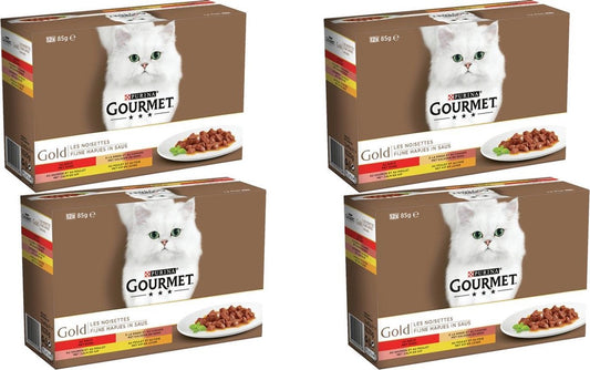  Gourmet Gold Multipack 12x85 G - Kattenvoer - 4 X Vleesmix&amp;Vlees