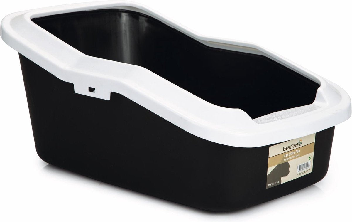  Beeztees Blitz Kattenbak Open Inclusief Rand. Zwart/Wit. 57 X 37 X 27