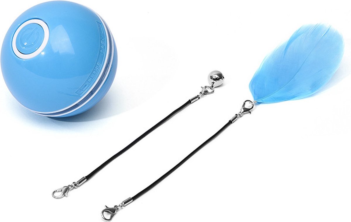  Otiume Elektrische Speelbal - Slimme Interactieve Zelfrollende Bal - Speelgoed Voor Katten - Kattenspeelgoed - Blauw