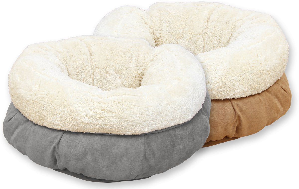  All For Paws Donut Bed – Kattenmand – Biedt Warmte En Comfort Voor Katten Of Kleine Honden – Ø 45cm – Beige – Wasbaar Met De Hand