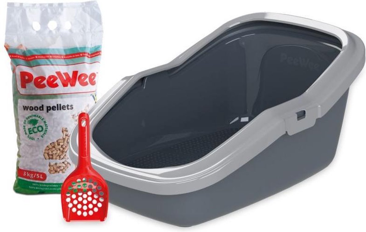  Peewee - Kattenbak EcoMinor Grijs Startpakket - 56 X 39 X 27.5cm