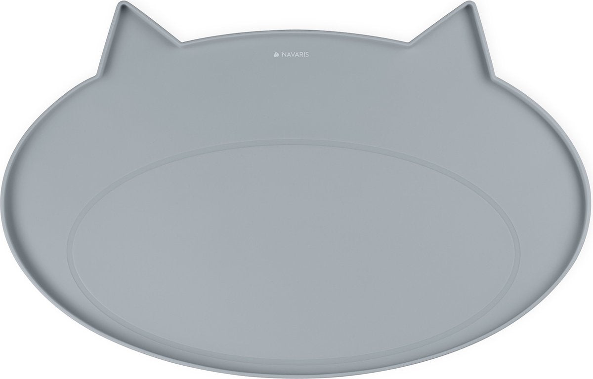  Navaris Siliconen Voederbakmat Voor Katten - Waterdichte Anti-slip Mat Voor Voerbak En Waterbak - 50x32 Cm - In Grijs Kattendesign