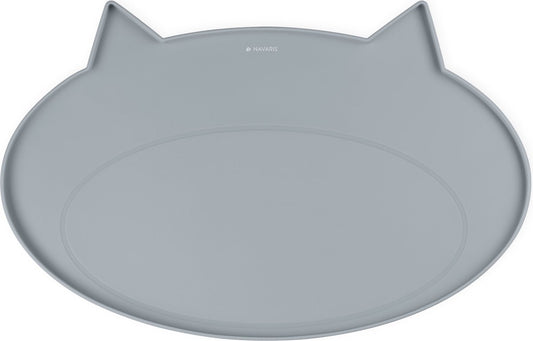  Navaris Siliconen Voederbakmat Voor Katten - Waterdichte Anti-slip Mat Voor Voerbak En Waterbak - 50x32 Cm - In Grijs Kattendesign
