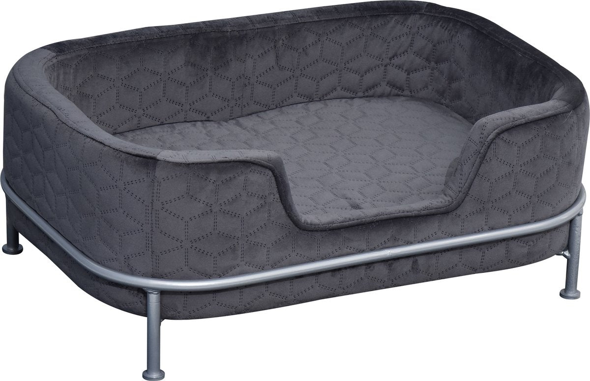  PawHut Hondenbank Met Rugleuning Huisdierenbank Met Metalen Poten Hondenbed Kattenbank D04-157