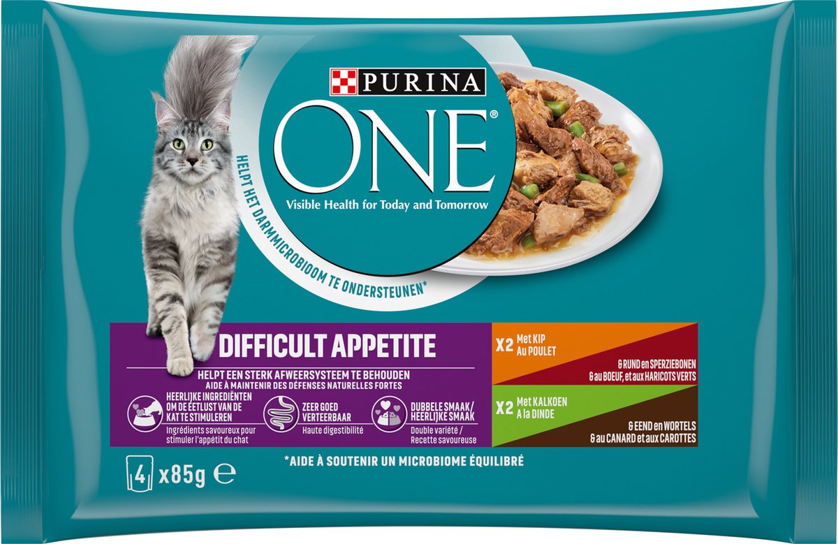  Purina ONE Difficult Appitite Kip - Kattenvoer - 48 X 85g