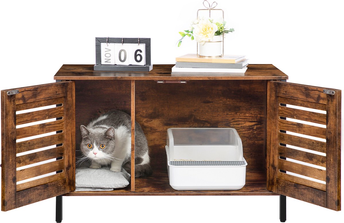  Be-Inspired® Kattenbak Huis – Kattenbakhuis – Kattenbak Ombouw – Kattenbakkast – Kattenmeubel – Kast Voor Kattenbak – Kattenbakhuisje – Kattenbak Cover Kattenbak Box – Houtlook