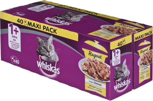  Whiskas Katten Natvoer, Ragout Van Gevogelte In Gelei, 1+, Multipack (40x85g), 3.4 Kg